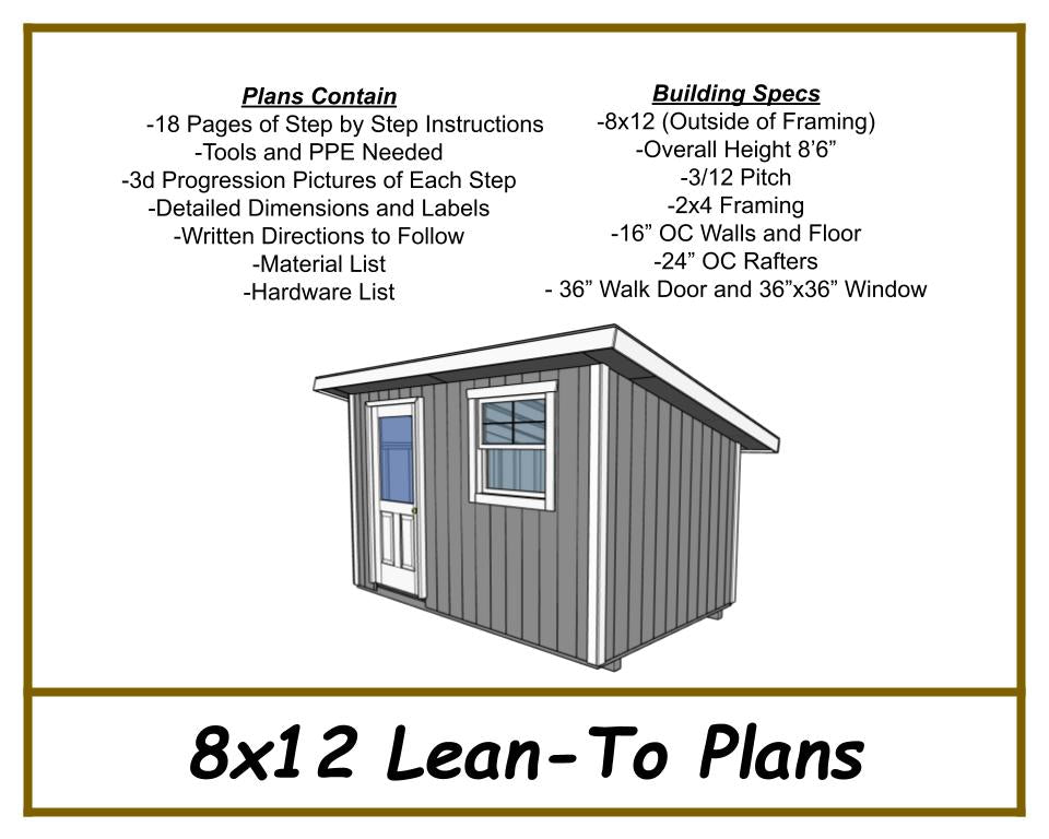 8x12 Lean To Shed Plans-TriCityShedPlans