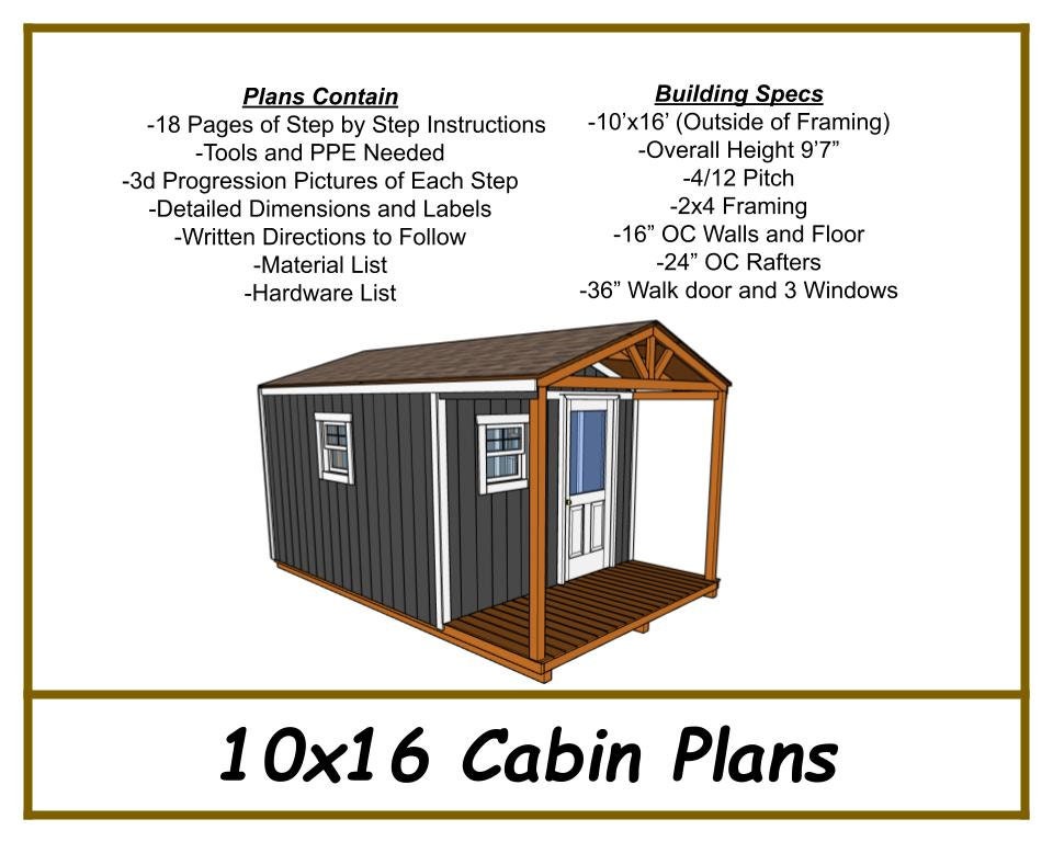 10x16 Cabin Plans-TriCityShedPlans