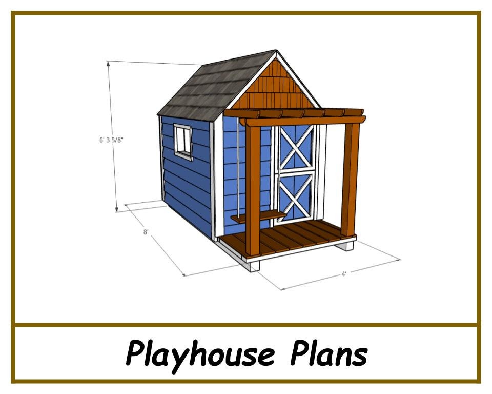4x8 Playhouse Plans w/pergola-TriCityShedPlans