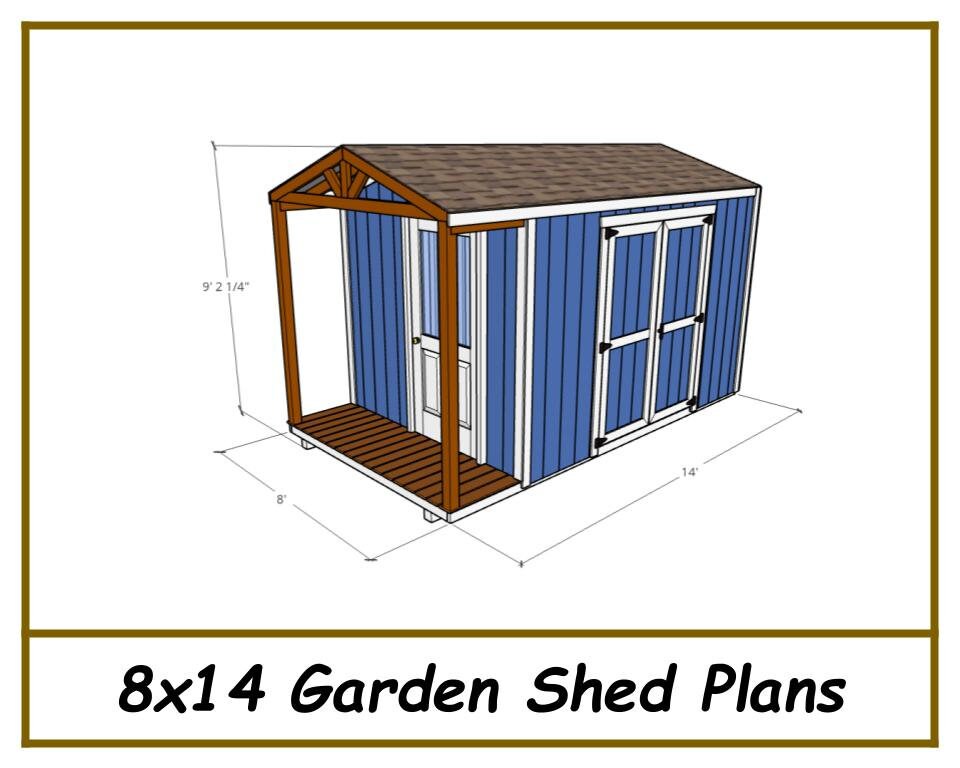 8x14 Garden Shed Plans-TriCityShedPlans