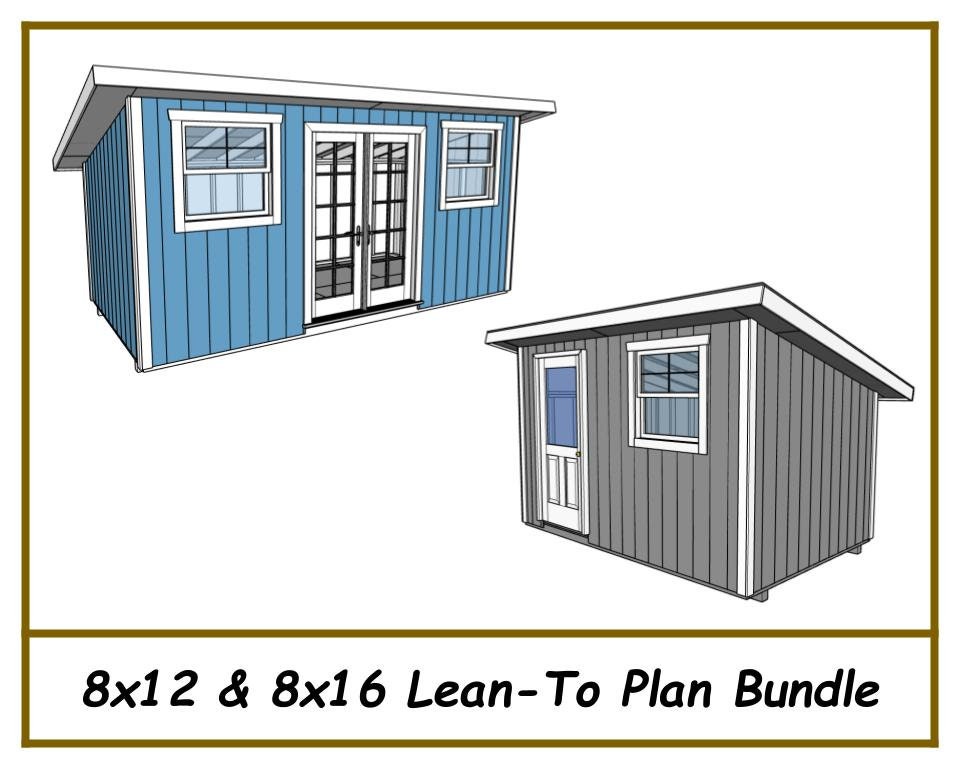 8x12 & 8x16 Lean-To Shed Plan Bundle-TriCityShedPlans