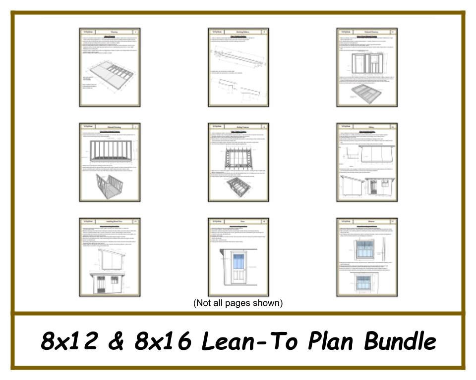 8x12 & 8x16 Lean-To Shed Plan Bundle-TriCityShedPlans