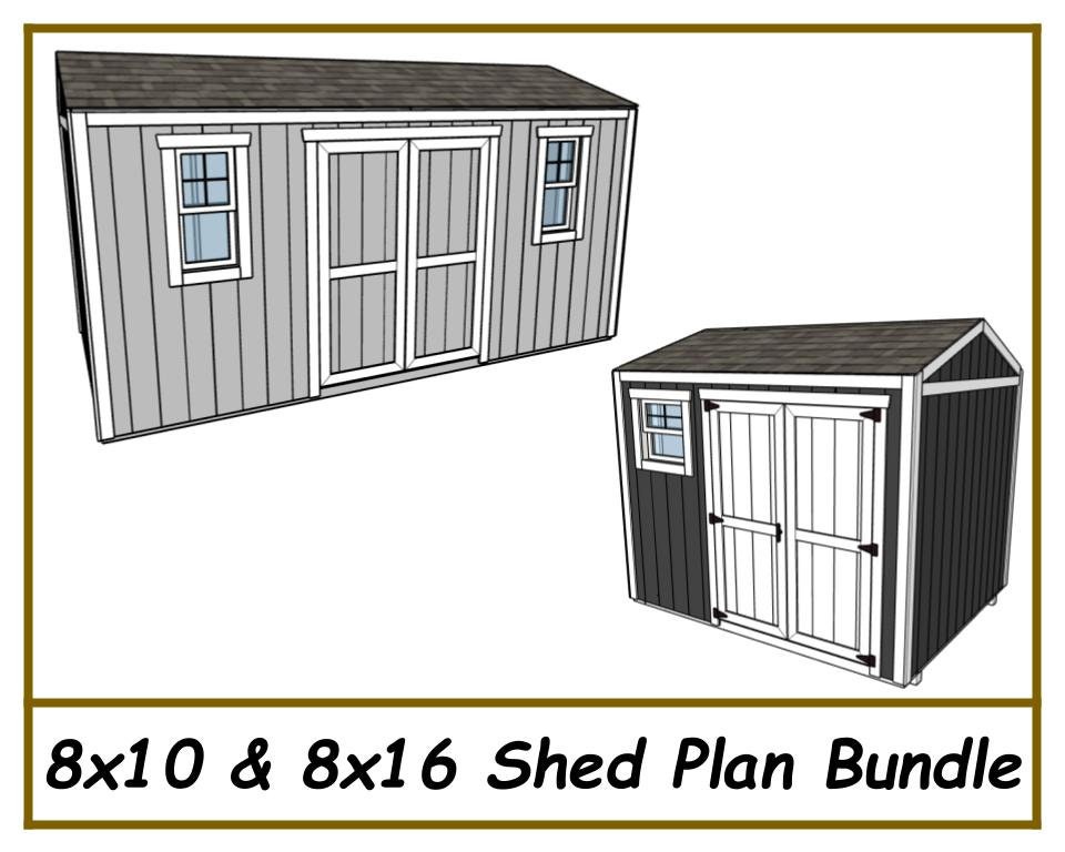 8x10 & 8x16 Side Door Shed Plan Bundle-TriCityShedPlans