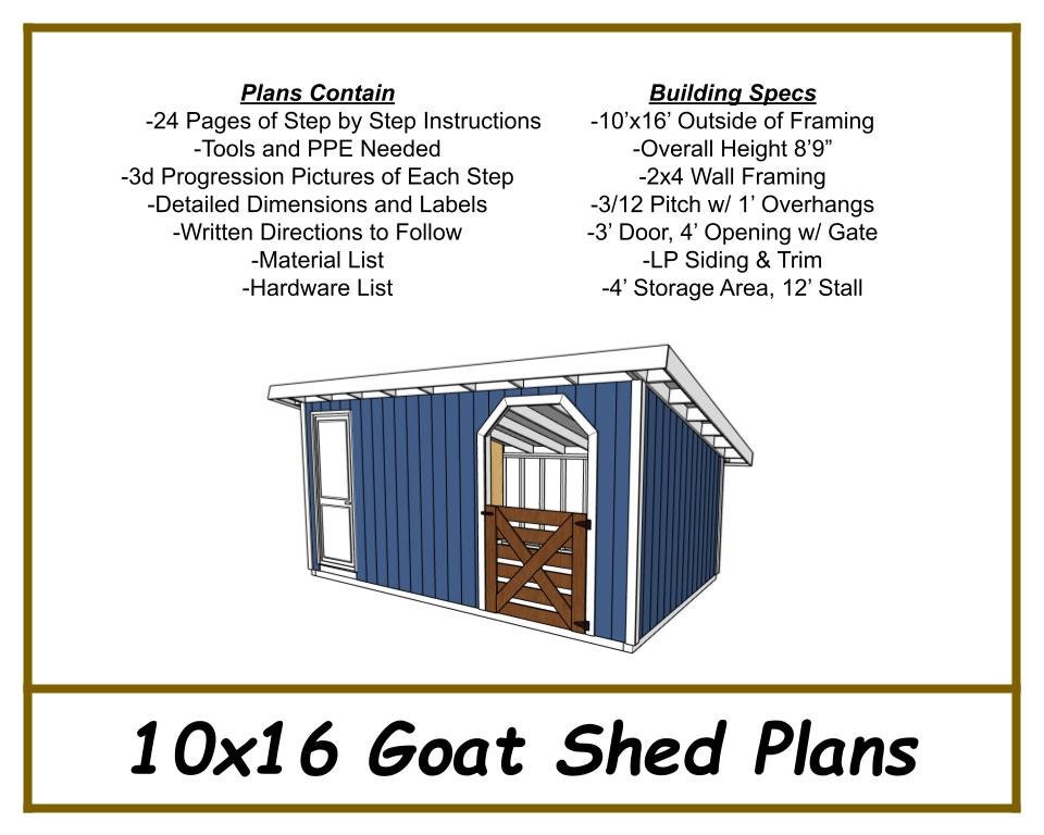 10x16 Goat Shed Plans-TriCityShedPlans